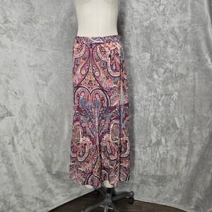 Philosophy Womens M Paisley Tiered Maxi Skirt Peasant Festival Boho Chic Spring